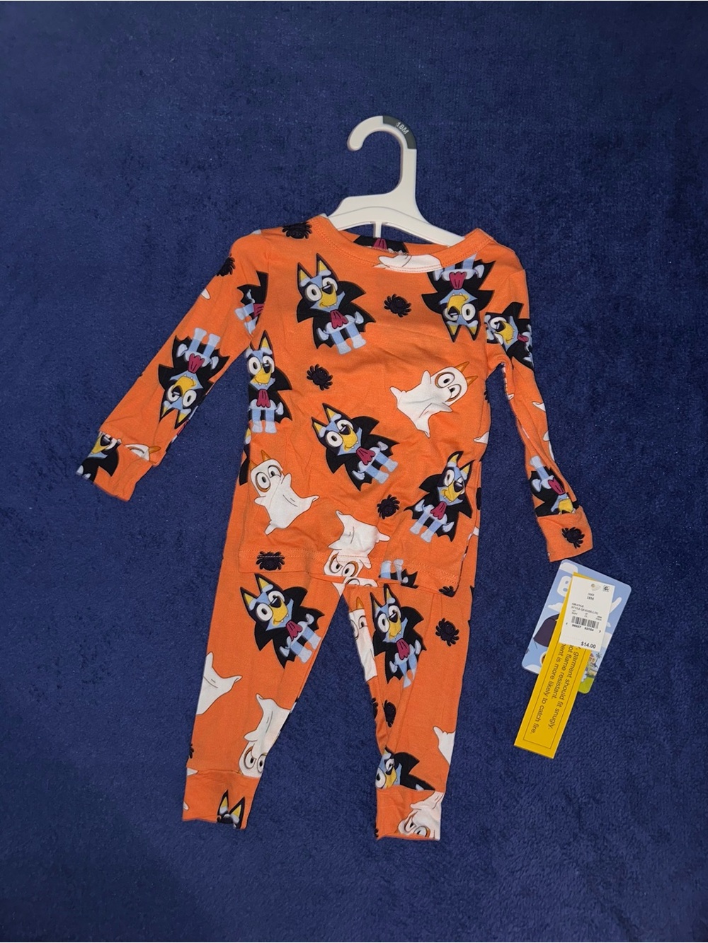 Toddler Orange Halloween Bluey Vampire & Ghost 2 Piece Pajamas Set 18M NWT
